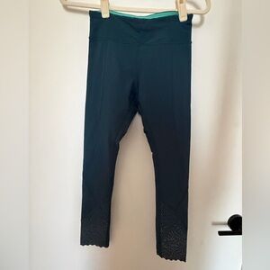 lululemon athletica Teal Cropped Leggings with Mint Waistband
